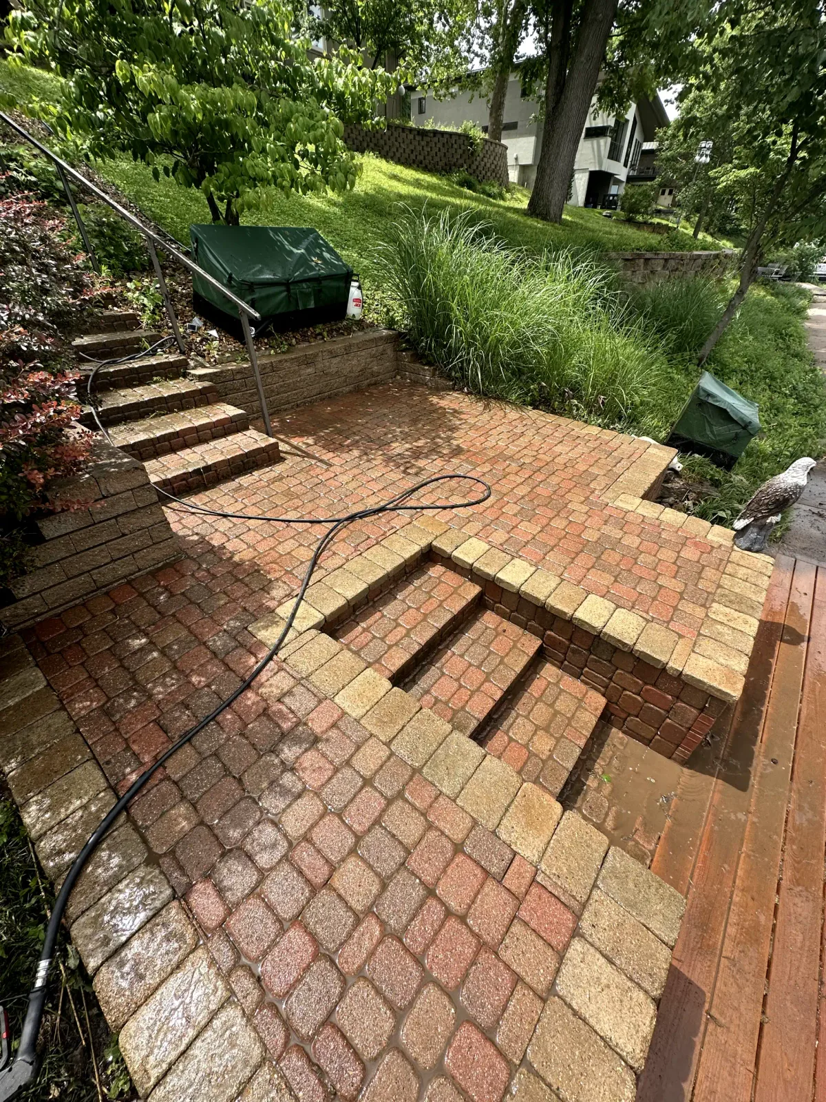 Boat dock paver patio pressure washing before and after — after