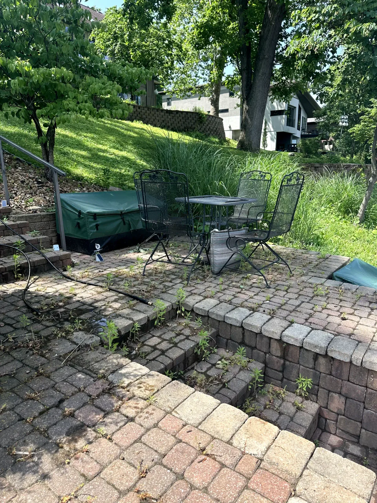Boat dock paver patio pressure washing before and after — before