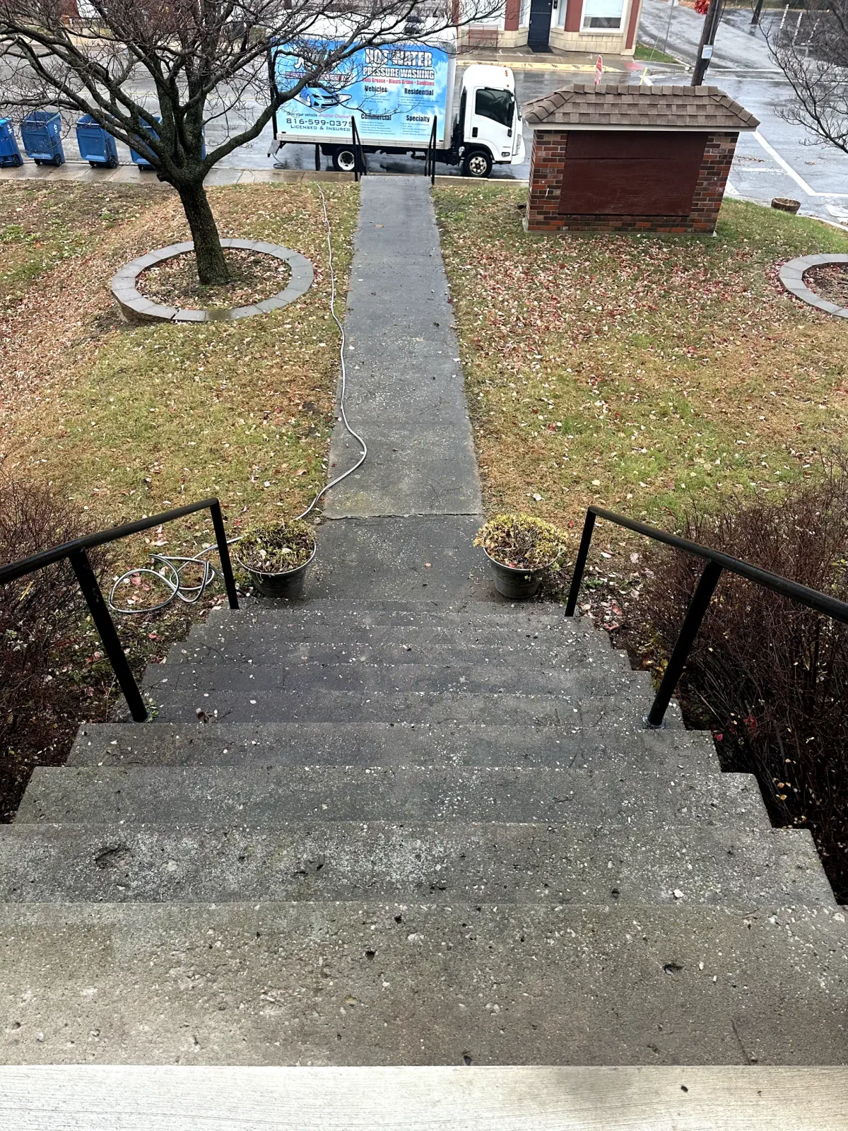 Sidewalk & Steps Cleanup — before