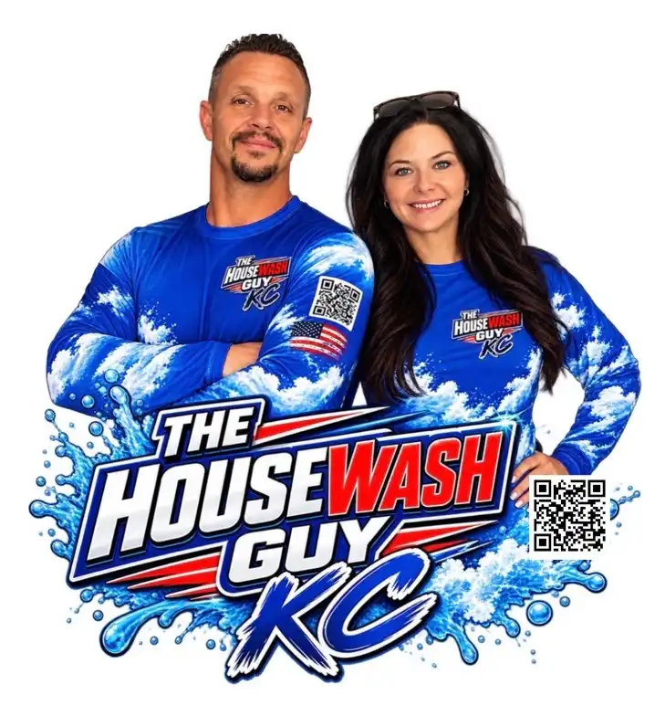 Donnie Mote, owner of The House Wash Guy KC, with the team in branded House Wash Guy KC gear